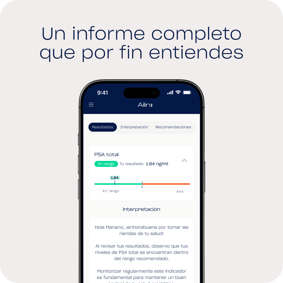Resultados del test PSA de antígeno prostático